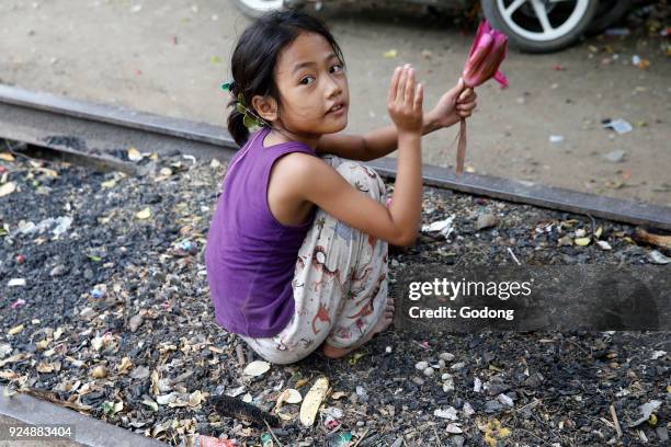 Girl living in a shantytown. Battambang. Cambodia.