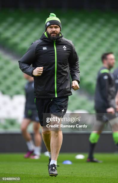 Dublin , Ireland - 27 February 2018; Defence coach Andy Farrell during an Ireland rugby open training session at the Aviva Stadium in Dublin.