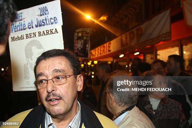 Bechir Ben Barka, , the son of Moroccan opposition leader Mehdi Ben Barka, attends a gathering, organised by the Human Rights League, to mark the...