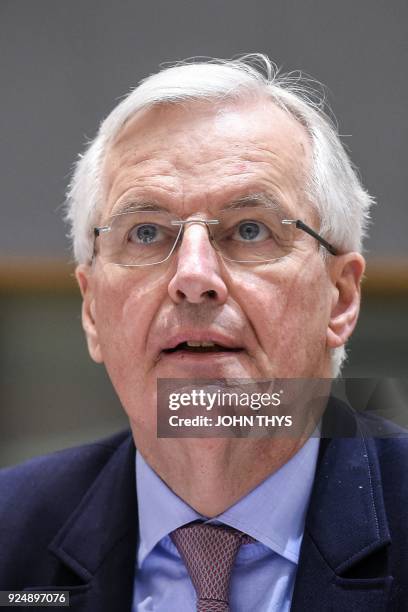 European Union Chief Negotiator in charge of Brexit negotiations, Michel Barnier, looks on during a General affairs council debate on the article 50...