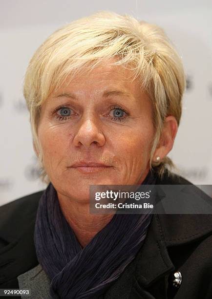 Head coach Silvia Neid of Germany attends the press conference after the Women's International friendly match between Germany and USA at the Impuls...