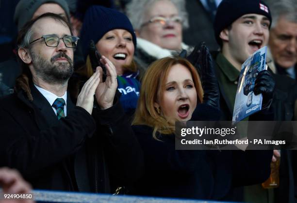 Scottish Author JK Rowling and her husband Neil Murray cheer on Scotland during the RBS Six Nations match at BT Murrayfield, Edinburgh.