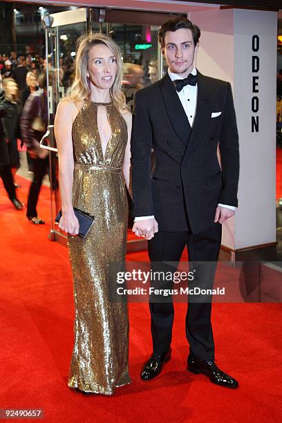 Aaron Johnson and Sam Taylor-Wood attend the closing gala premiere of Nowhere Boy during the The Times BFI London Film Festival held at the Odeon...