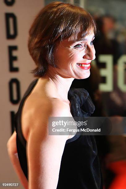 Kristen Scott Thomas attends the closing gala premiere of Nowhere Boy during the The Times BFI London Film Festival held at the Odeon Leicester...