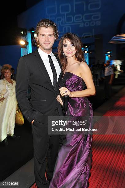 Actor/model Kivanc Tatlitug and model Songul Oden attend the opening night film "Amelia" at the Museum of Islamic Art during the 2009 Doha Tribeca...