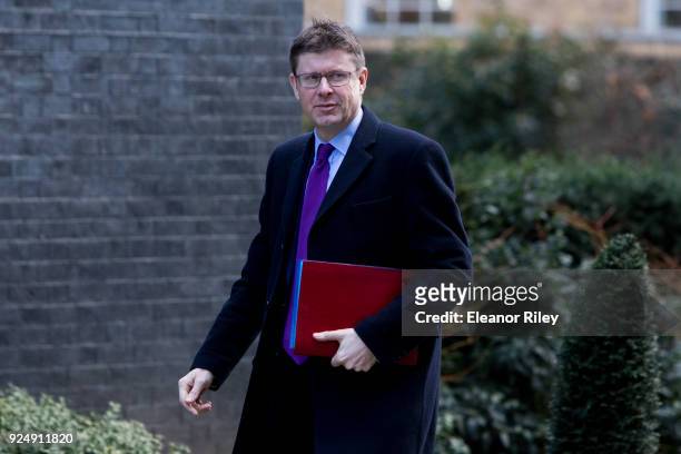 Business Secretary Greg Clark arrives on Downing Street for the weekly cabinet meeting on February 27, 2018 in London, England.