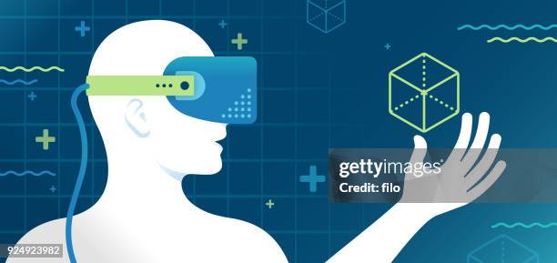 virtual reality headset - augmented reality stock illustrations