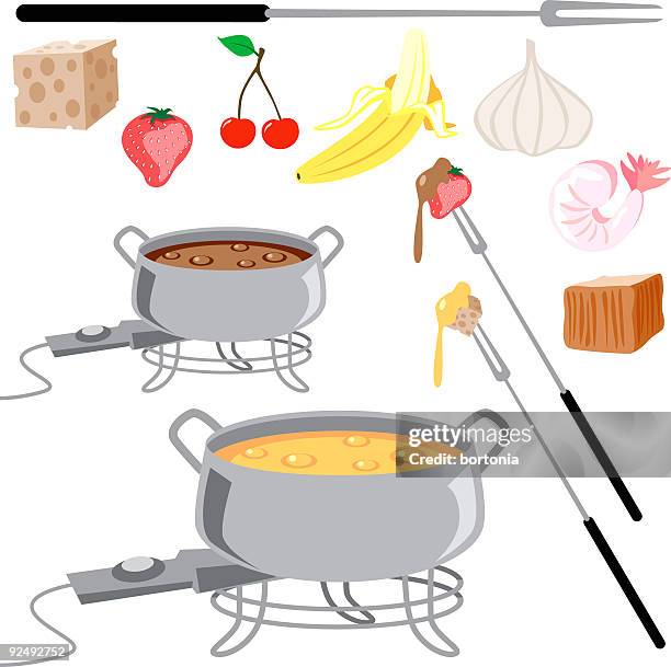 ilustraciones, imágenes clip art, dibujos animados e iconos de stock de fondue de iconos - fondue