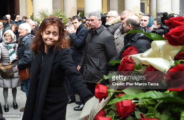 Milly Moratti greets the Gian Marco Moratti 's coffin in San Carlo square during the funeral ceremony of Gian Marco Moratti at San Carlo Church on...