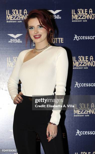 Bella Thorne attends a photocall for 'Il Sole A Mezzanotte ' on February 27, 2018 in Rome, Italy.