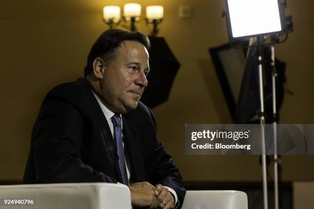 Juan Carlos Varela, Panama's president, pauses during a Bloomberg Television interview at the Global Business Forum Latin America in Dubai, United...