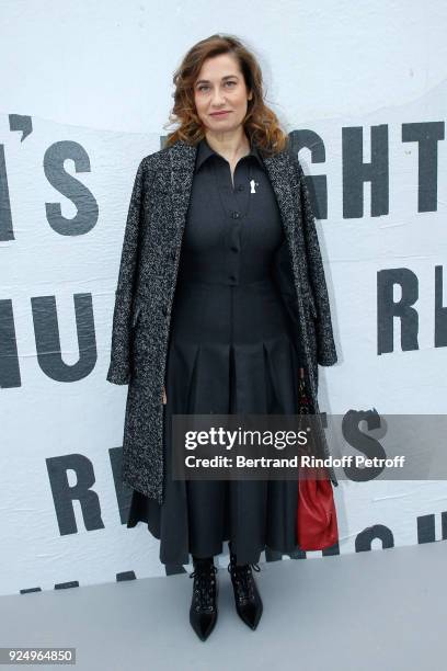 Emmanuellle Devos attends the Christian Dior show as part of the Paris Fashion Week Womenswear Fall/Winter 2018/2019 on February 27, 2018 in Paris,...