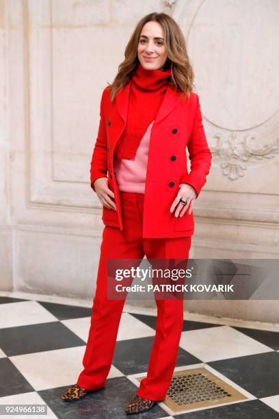 French socialite Alexia Niedzielski poses for a photo-call before the Christian Dior's 2018/2019 fall/winter collection fashion show on February 27,...