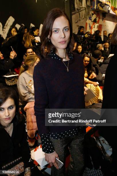 Aymeline Valade attends the Christian Dior show as part of the Paris Fashion Week Womenswear Fall/Winter 2018/2019 on February 27, 2018 in Paris,...