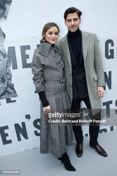 Olivia Palermo and Johannes Huebl attend the Christian Dior show as part of the Paris Fashion Week Womenswear Fall/Winter 2018/2019 on February 27,...
