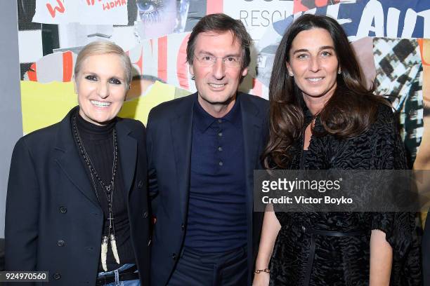 Maria Grazia Chiuri, Pietro Beccari and his wife Elisabetta Beccari attend the Christian Dior show as part of the Paris Fashion Week Womenswear...