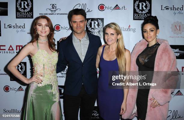 Serena Laurel, Kash Hovey, Kathy Kolla and Rachele Royale arrive for the 4th Annual Roman Media Pre-Oscars Hollywood Event Championing Women And...