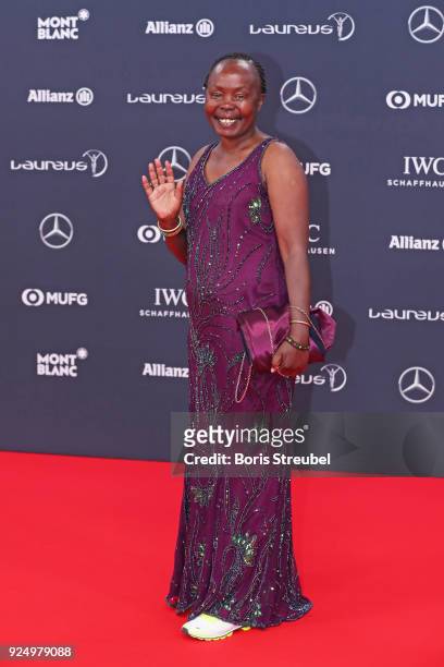 Laureus Academy Member Tegla Loroupe attends the 2018 Laureus World Sports Awards at Salle des Etoiles, Sporting Monte-Carlo on February 27, 2018 in...