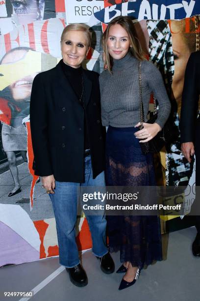 Stylist Maria Grazia Chiuri and Dylan Penn pose after the Christian Dior show as part of the Paris Fashion Week Womenswear Fall/Winter 2018/2019 on...