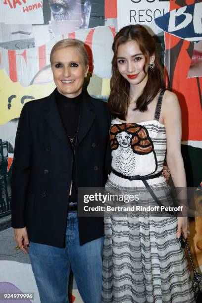 Stylist Maria Grazia Chiuri and AngelaBaby pose after the Christian Dior show as part of the Paris Fashion Week Womenswear Fall/Winter 2018/2019 on...