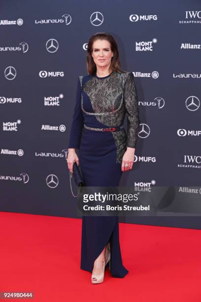 Laureus Academy member Katarina Witt attends the 2018 Laureus World Sports Awards at Salle des Etoiles, Sporting Monte-Carlo on February 27, 2018 in...