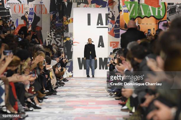 Designer Maria Grazia Chiuri walks the runway during the Christian Dior show as part of the Paris Fashion Week Womenswear Fall/Winter 2018/2019 on...