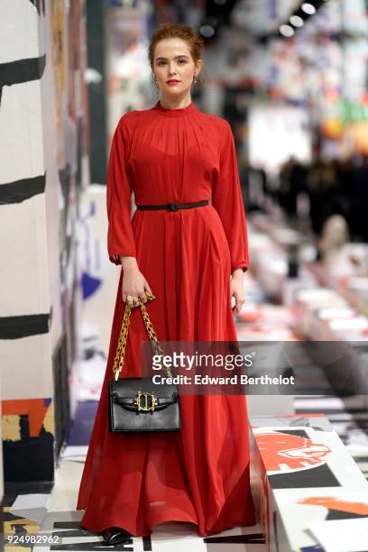 Zoey Deutch attends the Christian Dior show as part of the Paris Fashion Week Womenswear Fall/Winter 2018/2019 on February 27, 2018 in Paris, France.