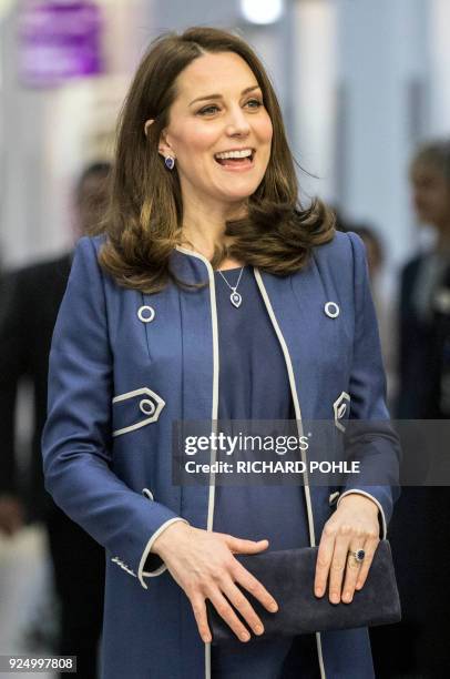 Britain's Catherine, Duchess of Cambridge, visits St Thomas' Hospital in London on February 27, 2018. The Duchess of Cambridge announced that she had...