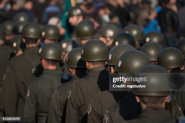 turkish soldiers are walking with guns - walking festival soldier stock pictures, royalty-free photos & images