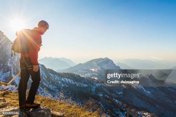 alone climber lokking at mountain - ohio landscape stock pictures, royalty-free photos & images