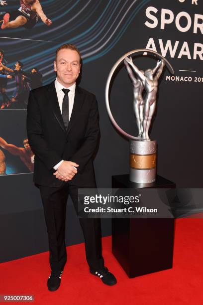 Laureus Academy Member Sir Chris Hoy attends the 2018 Laureus World Sports Awards at Salle des Etoiles, Sporting Monte-Carlo on February 27, 2018 in...