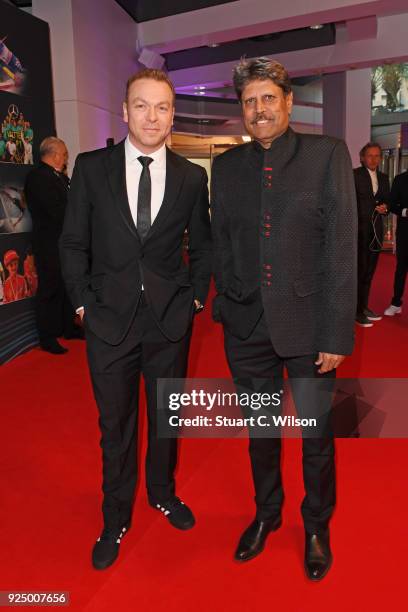 Laureus Academy Member Sir Chris Hoy and Kapil Dev attends the 2018 Laureus World Sports Awards at Salle des Etoiles, Sporting Monte-Carlo on...