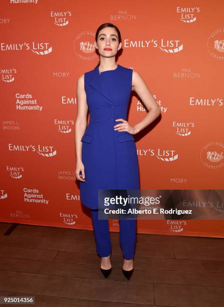 Emmy Rossum attends EMILY's List Pre-Oscars Brunch and Panel on February 27, 2018 in Los Angeles, California.