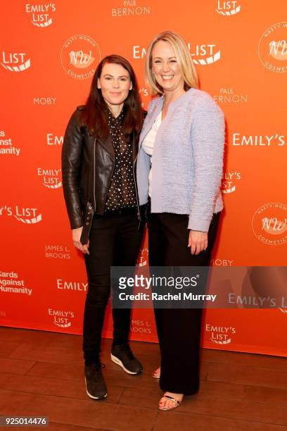 Clea DuVall and EMILY's List President Stephanie Schriock attend EMILY's List's "Resist, Run, Win" Pre-Oscars Brunch on February 27, 2018 in Los...
