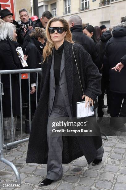 Elizabeth Sulcer is seen arriving at Dior Fashion Show during Paris Fashion Week Womenswear Fall/Winter 2018/2019 on February 27, 2018 in Paris,...