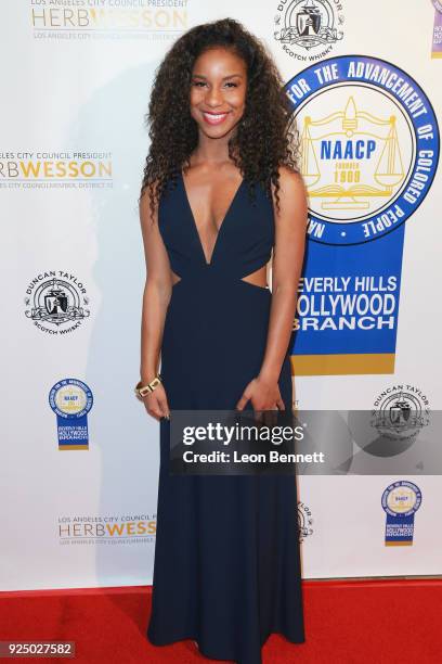 Actress Donna Simone Johnson attends the 27th Annual NAACP Theatre Awards at Millennium Biltmore Hotel on February 26, 2018 in Los Angeles,...