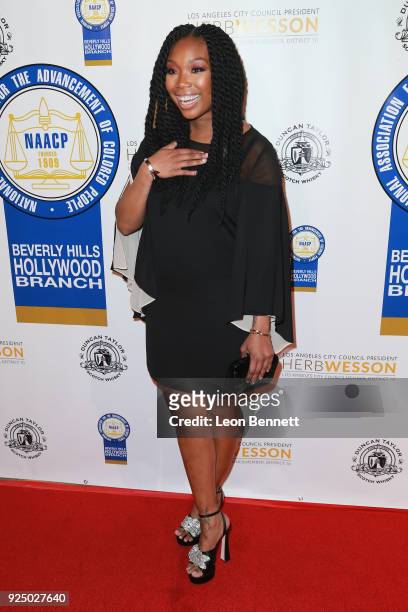 Actor Brandy Norwood attends the 27th Annual NAACP Theatre Awards at Millennium Biltmore Hotel on February 26, 2018 in Los Angeles, California.