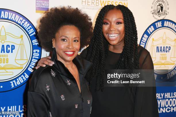 Actors Jenifer Lewis and Brandy Norwood attends the 27th Annual NAACP Theatre Awards at Millennium Biltmore Hotel on February 26, 2018 in Los...
