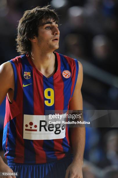 Ricky Rubio, #9 of Regal FC Barcelona in action during the Euroleague Basketball Regular Season 2009-2010 Game Day 2 between Regal FC Barcelona vs KK...