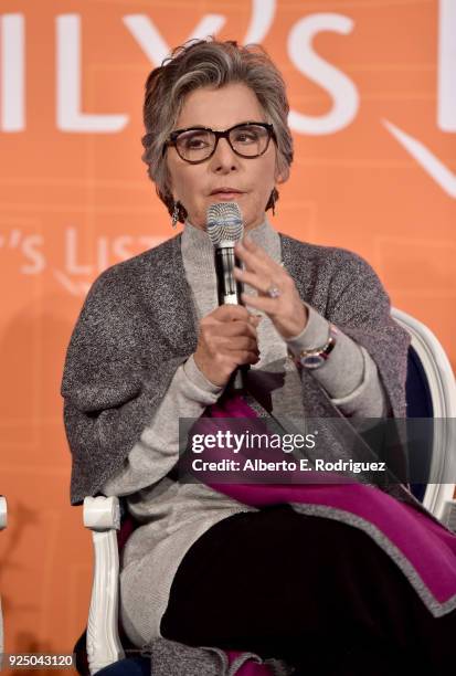 Former U.S. Senator Barbara Boxer speaks onstage at EMILY's List Pre-Oscars Brunch and Panel on February 27, 2018 in Los Angeles, California.