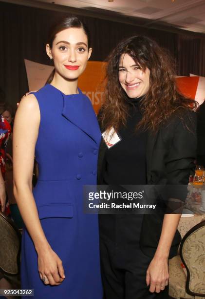 Emmy Rossum and Kathryn Hahn attend EMILY's List's "Resist, Run, Win" Pre-Oscars Brunch on February 27, 2018 in Los Angeles, California.