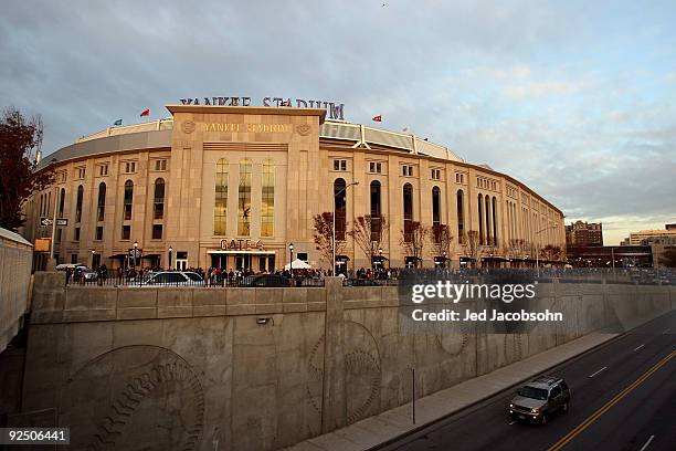 General view of the exterior of Yankee Stadium prior to Game Two of the 2009 MLB World Series between the New York Yankees and the Philadelphia...