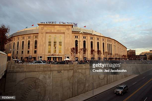 General view of the exterior of Yankee Stadium prior to Game Two of the 2009 MLB World Series between the New York Yankees and the Philadelphia...
