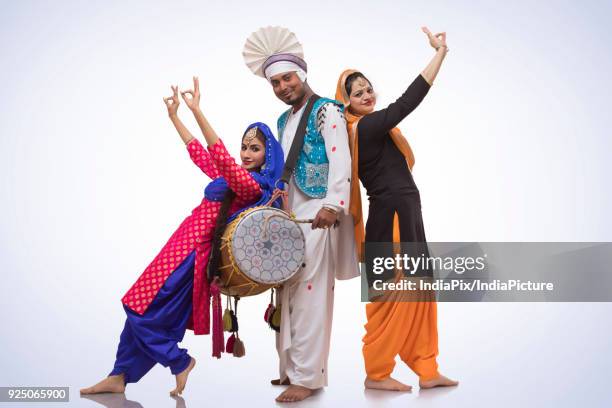 portrait of bhangra dancers - people celebrate lohri festival bildbanksfoton och bilder