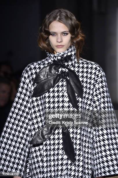 Model walks the runway during the Victoria/Tomas show as part of Paris Fashion Week Womenswear Fall/Winter 2018/2019 on February 27, 2018 in Paris,...