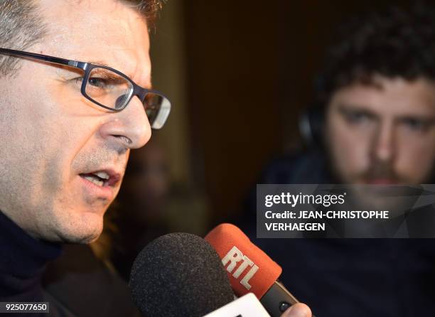 Thibault de Montbrial , lawyer of French electric utility company EDF, speaks to journalists at the court house of Thionville, eastern France, on...