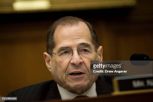 Rep. Jerrold Nadler speaks during a House Judiciary Subcommittee hearing on the proposed merger of CVS Health and Aetna, on Capitol Hill, February...