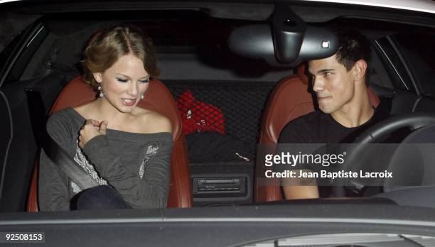 Taylor Swift and Taylor Lautner sighting at the Alice+Olivia Boutique on Robertson Blvd. On October 28, 2009 in Los Angeles, California.