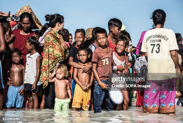 Members of the Bajau Laut tribe during a water festival held annually by the inhabitants of kalapuan Island. The festival is a purification ritual...