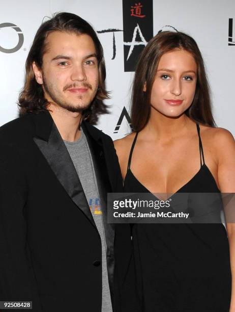 Actor Emile Hirsch and Brianna Domont attend the TAO and LAVO anniversary weekend held at TAO in the Venetian Resort Hotel Casino on October 3, 2009...